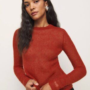 Reformation Alice Sheer Alpaca Crew Red - Size XS
